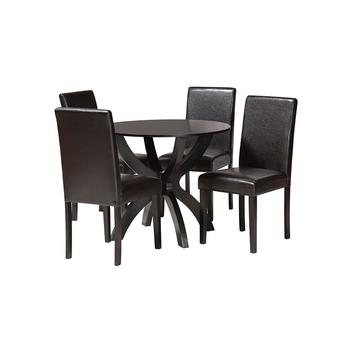 Baxton studio trinedarkbrown5pcdiningset 1