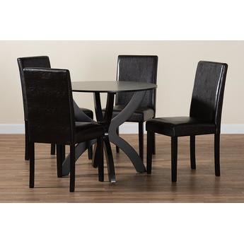 Baxton studio trinedarkbrown5pcdiningset 10