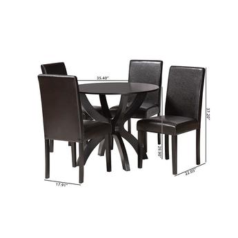 Baxton studio trinedarkbrown5pcdiningset 11