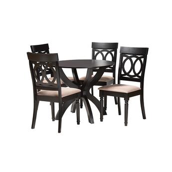 Baxton studio veliasanddarkbrown5pcdiningset 1