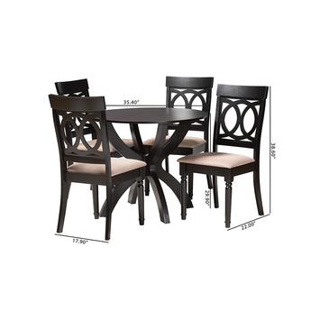 Baxton studio veliasanddarkbrown5pcdiningset 11