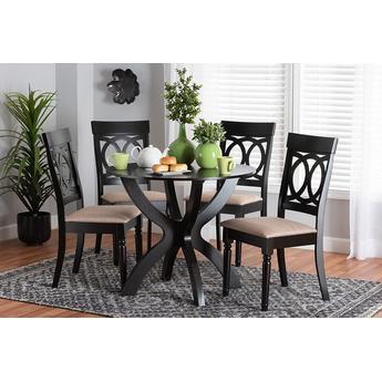 Baxton studio veliasanddarkbrown5pcdiningset 2