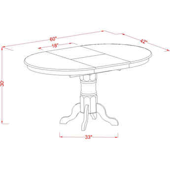 East West Furniture Kenley Single Pedestal Oval Dining Table 42" X 60" with 18" Butterfly Leaf