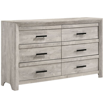 Eleanor Six Drawer Dresser in Distressed White — thumbnail 2