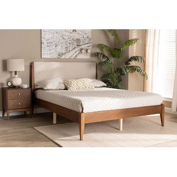 Baxton Studio King Size Bed MG0077SBEIGEWALNUTKING Beige