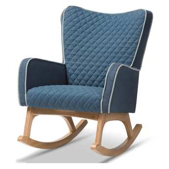 Baxton Studio Zoelle Mid-Century Modern Blue Rocking Chair