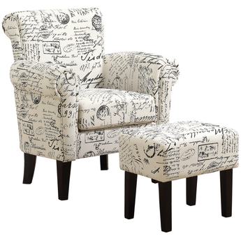 Monarch Specialties Vintage French Fabric Accent Chair - Set of 2