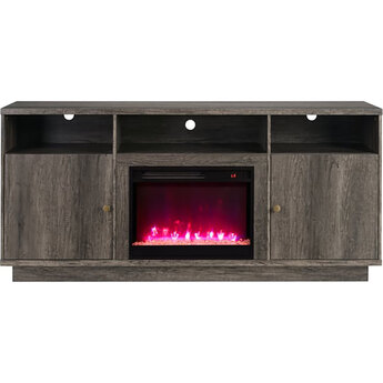 Ambrose 70" TV Stand with Fireplace - Gray — thumbnail 2