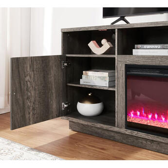 Ambrose 70" TV Stand with Fireplace - Gray — thumbnail 4