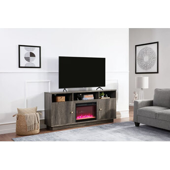 Ambrose 70" TV Stand with Fireplace - Gray — thumbnail 6