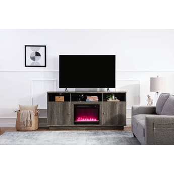 Ambrose 70" TV Stand with Fireplace - Gray — thumbnail 7