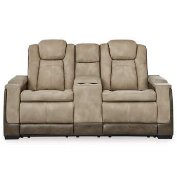 Next-Gen DuraPella Power Reclining Leather Look Loveseat - Brown