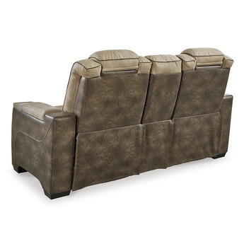 Next-Gen DuraPella Power Reclining Leather Look Loveseat - Brown — thumbnail 4
