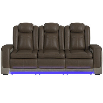 Lantana Power Motion Sofa - Rocky Brown/Grey