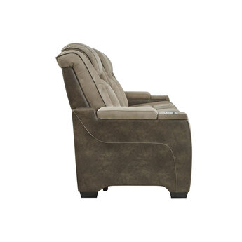Next-Gen DuraPella Power Reclining Leather Look Sofa - Brown — thumbnail 3