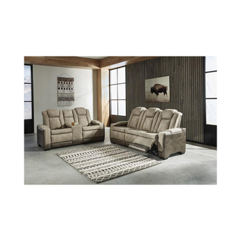 Next-Gen DuraPella Power Reclining Leather Look Sofa - Brown — thumbnail 6