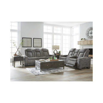 Next-Gen DuraPella Power Reclining Leather Look Loveseat - Grey — thumbnail 11