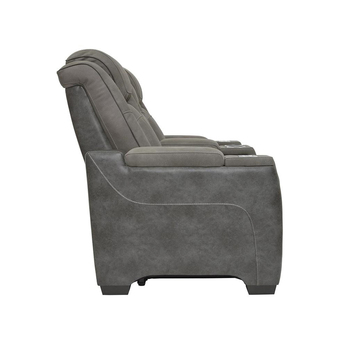 Next-Gen DuraPella Power Reclining Leather Look Loveseat - Grey — thumbnail 3