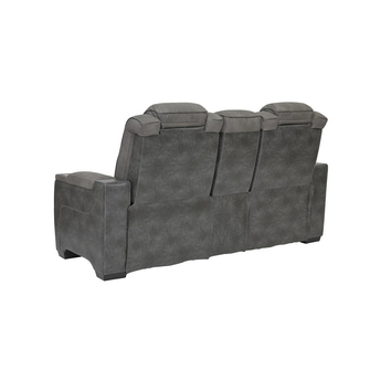 Next-Gen DuraPella Power Reclining Leather Look Loveseat - Grey — thumbnail 4