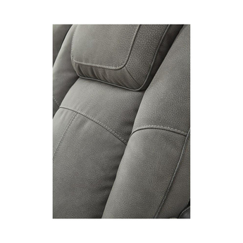 Next-Gen DuraPella Power Reclining Leather Look Loveseat - Grey — thumbnail 8