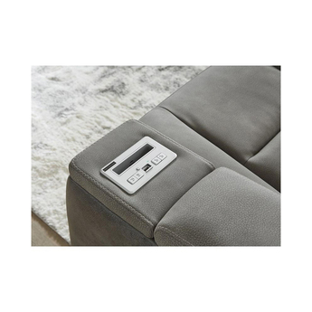 Next-Gen DuraPella Power Reclining Leather Look Loveseat - Grey — thumbnail 9