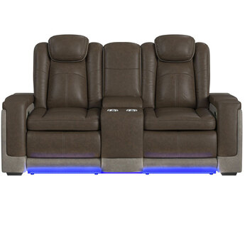 Lantana Power Motion Loveseat - Rocky Brown/Grey — thumbnail 2