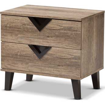Baxton Studio Swanson Light Brown Modern & Contemporary 2-Drawer Nightstand