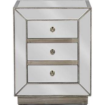 Baxton Studio Currin Contemporary Mirrored 3-Drawer Nightstand
