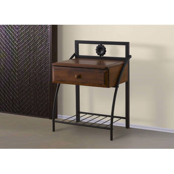 Baxton Studio Jevenci Vintage Industrial Black Metal Nightstand
