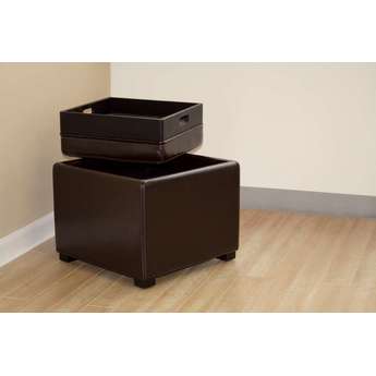 Baxton Studio Dark Brown Tate Storage Ottoman 60 3735 GDK