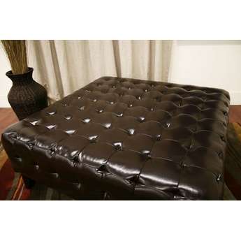 Baxton Studio Pemberly Dark Brown Bonded Leather Square Ottoman 51