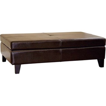 Baxton Studio Sandusky Dark Brown Full Leather Cocktail Ottoman A