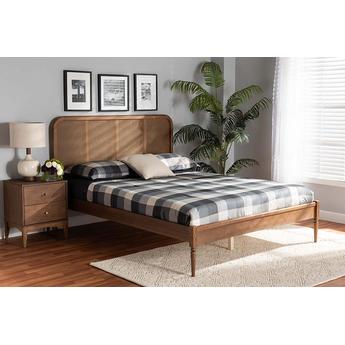 Baxton studio mg0056walnutrattanwalnutqueen 1