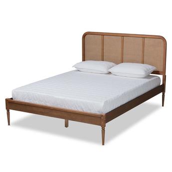 Baxton studio mg0056walnutrattanwalnutqueen 14