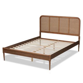 Baxton studio mg0056walnutrattanwalnutqueen 16