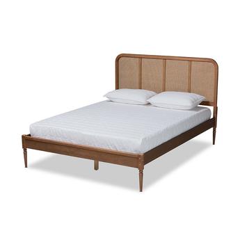 Baxton studio mg0056walnutrattanwalnutqueen 2
