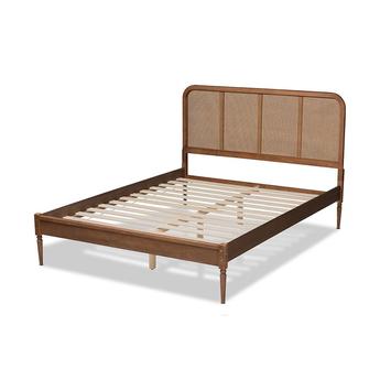 Baxton studio mg0056walnutrattanwalnutqueen 4