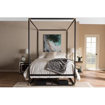 Baxton Studio Queen Size Bed TSEVABLACKQUEEN Black