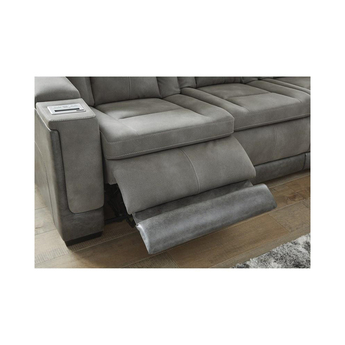 Next-Gen DuraPella Power Reclining Leather Look Sofa - Grey — thumbnail 11