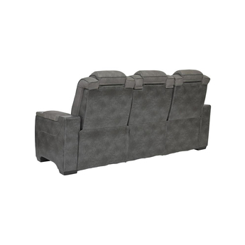 Next-Gen DuraPella Power Reclining Leather Look Sofa - Grey — thumbnail 4
