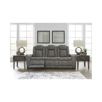Next-Gen DuraPella Power Reclining Leather Look Sofa - Grey — thumbnail 5