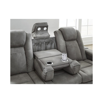 Next-Gen DuraPella Power Reclining Leather Look Sofa - Grey — thumbnail 6