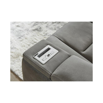 Next-Gen DuraPella Power Reclining Leather Look Sofa - Grey — thumbnail 9