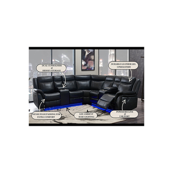 Sectional PRAF CRLS With LED - Charcoal — thumbnail 2