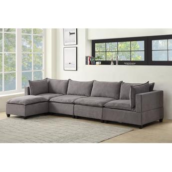 Lilola Home Fabric Sectional Sofa 8140012 Light Gray