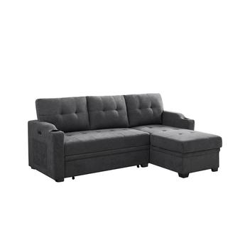 Lilola Home Fabric Sectional Sofa 81514 Dark Gray