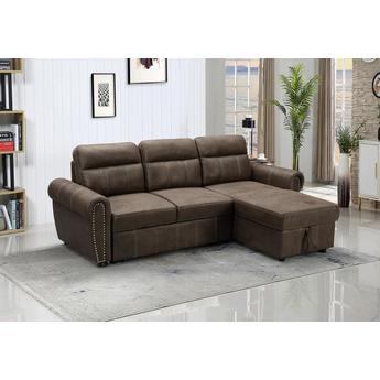 Lilola Home Microfiber Sectional Sofa 87800 Saddle Brown
