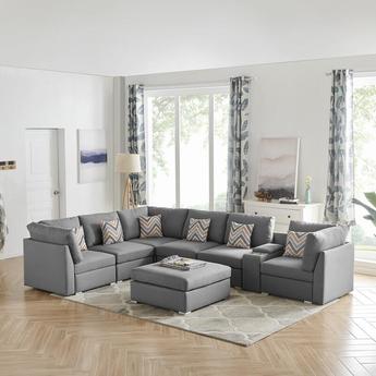 Lilola Home Fabric Sectional Sofa 898256B Gray