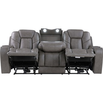 Daniel Triple Power Home Theater Leather Reclining Sofa — thumbnail 2