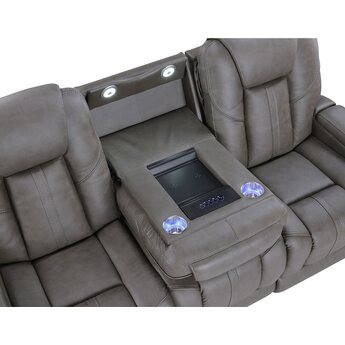 Daniel Triple Power Home Theater Leather Reclining Sofa — thumbnail 4